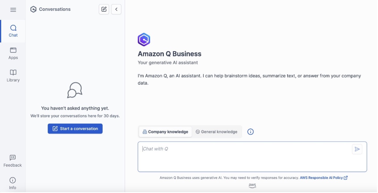 Q Business landing Page